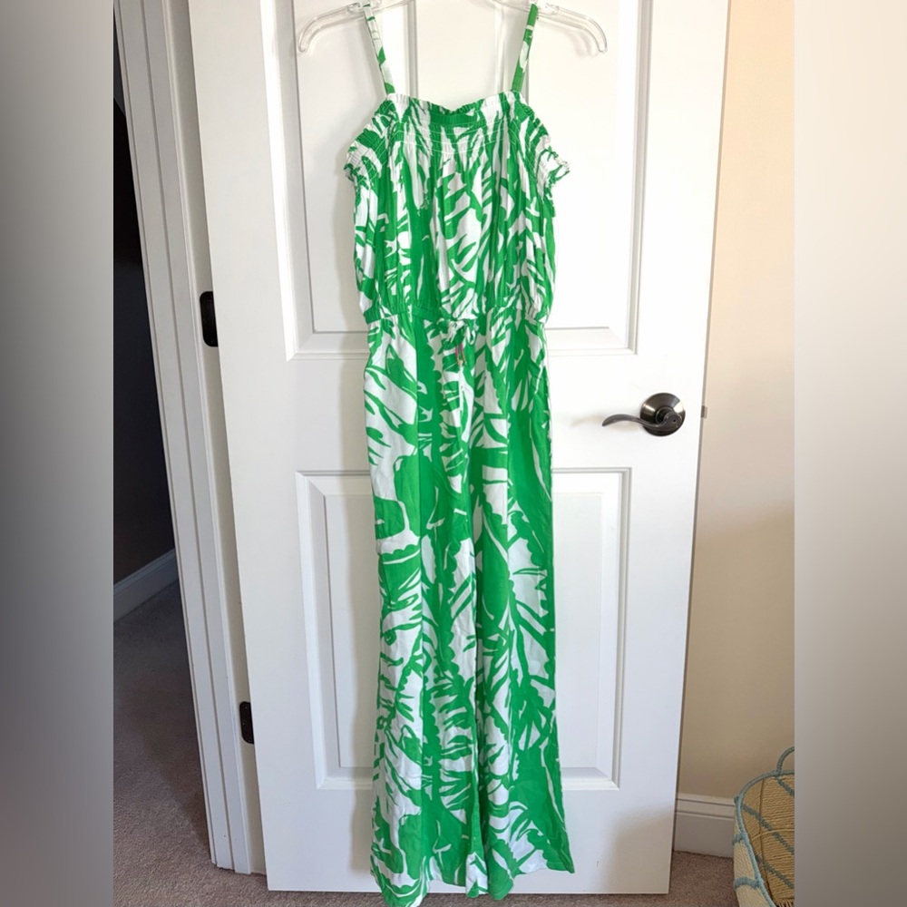 Lilly Pulitzer for Target Girl’s Green and White Smocked Jumpsuit Size XL(14/16)